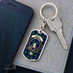 ScotsTee Shop Scottish Sempill Modern Clan Crest Dog Tag Pendant Tartan Luxury Keychain - Personalized Engraving