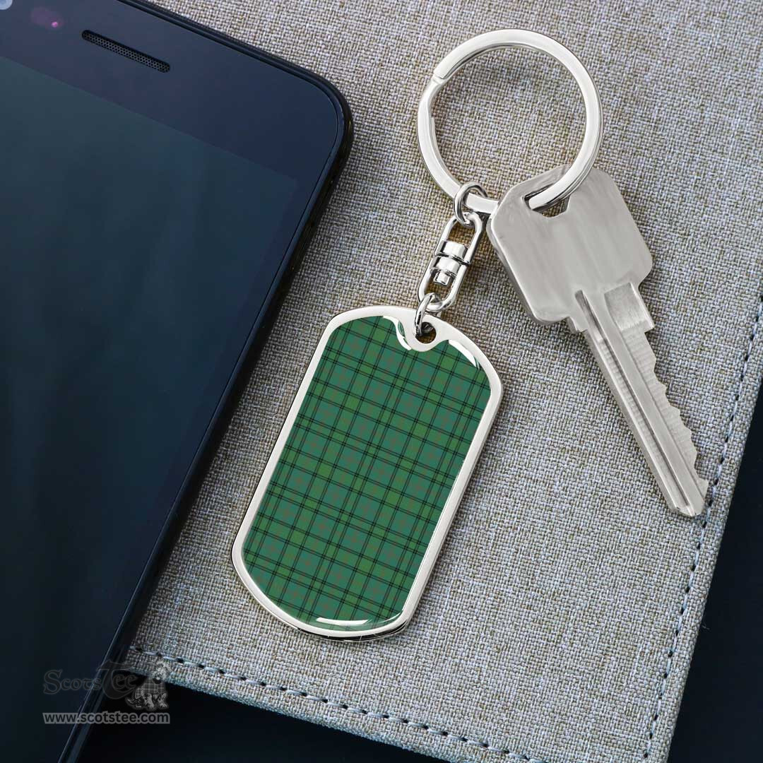 ScotsTee Shop Scottish Ross Hunting Ancient Clan Dog Tag Pendant Tartan Luxury Keychain - Personalized Engraving