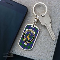 ScotsTee Shop Scottish Strachan Clan Crest Dog Tag Pendant Tartan Luxury Keychain - Personalized Engraving
