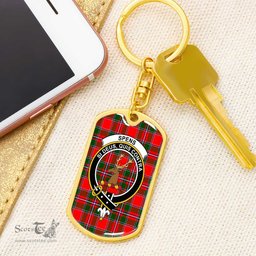 ScotsTee Shop Scottish Spens Modern Clan Crest Dog Tag Pendant Tartan Luxury Keychain - Personalized Engraving