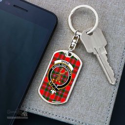 ScotsTee Shop Scottish Spens Modern Clan Crest Dog Tag Pendant Tartan Luxury Keychain - Personalized Engraving