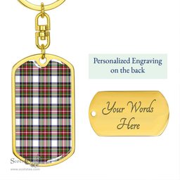 ScotsTee Shop Scottish Stewart Dress Modern Clan Dog Tag Pendant Tartan Luxury Keychain - Personalized Engraving