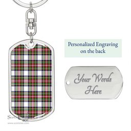 ScotsTee Shop Scottish Stewart Dress Modern Clan Dog Tag Pendant Tartan Luxury Keychain - Personalized Engraving