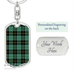 ScotsTee Shop Scottish Wallace Hunting Ancient Clan Dog Tag Pendant Tartan Luxury Keychain - Personalized Engraving