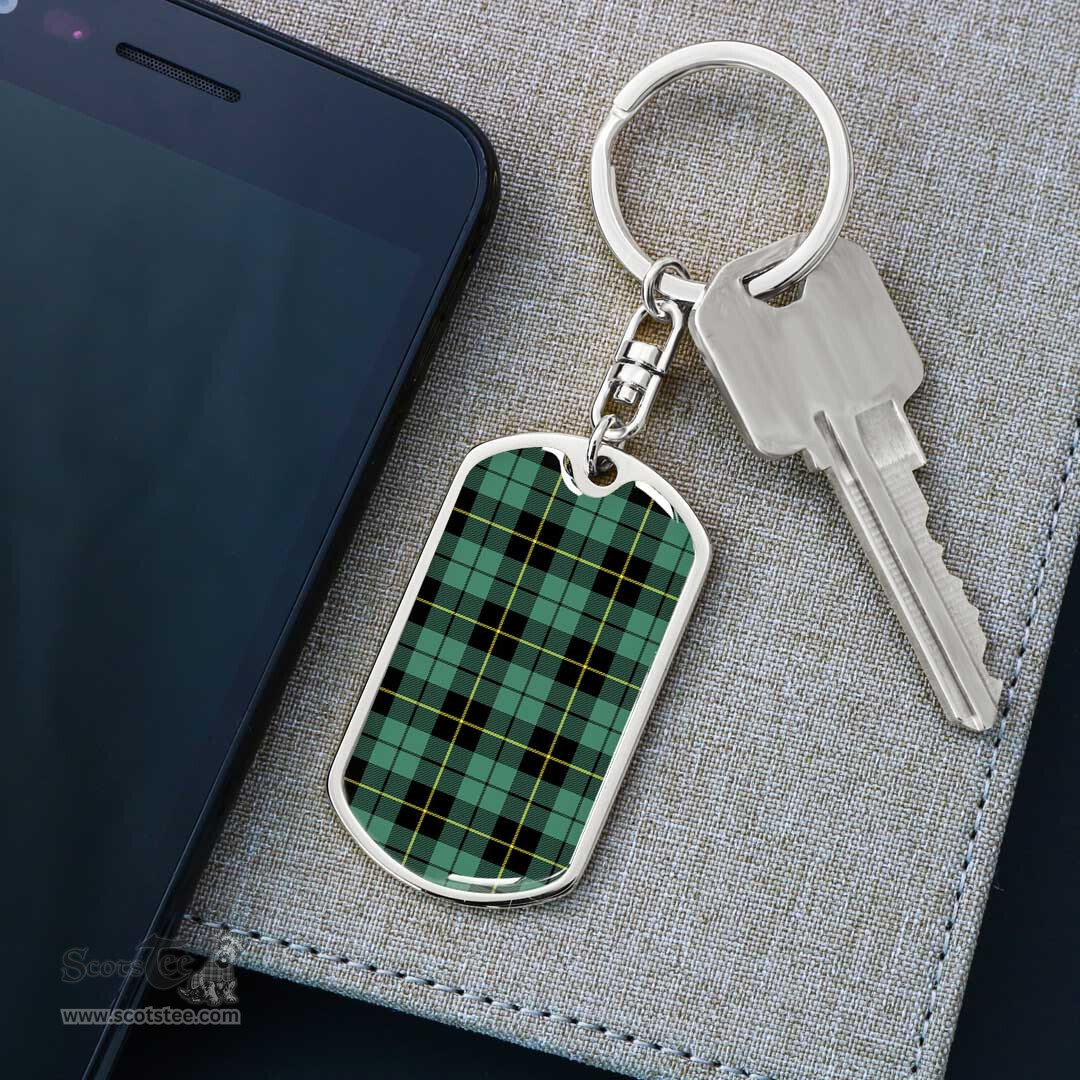ScotsTee Shop Scottish Wallace Hunting Ancient Clan Dog Tag Pendant Tartan Luxury Keychain - Personalized Engraving