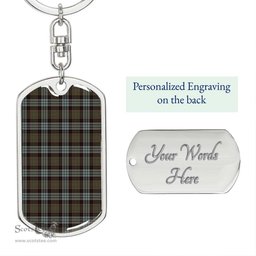 ScotsTee Shop Scottish Stewart Old Weathered Clan Dog Tag Pendant Tartan Luxury Keychain - Personalized Engraving