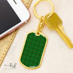 ScotsTee Shop Scottish Tribe of Mar Clan Dog Tag Pendant Tartan Luxury Keychain - Personalized Engraving