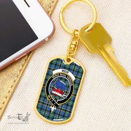 ScotsTee Shop Scottish Weir Ancient Clan Crest Dog Tag Pendant Tartan Luxury Keychain - Personalized Engraving