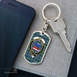 ScotsTee Shop Scottish Weir Ancient Clan Crest Dog Tag Pendant Tartan Luxury Keychain - Personalized Engraving