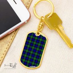 ScotsTee Shop Scottish Sempill Modern Clan Dog Tag Pendant Tartan Luxury Keychain - Personalized Engraving