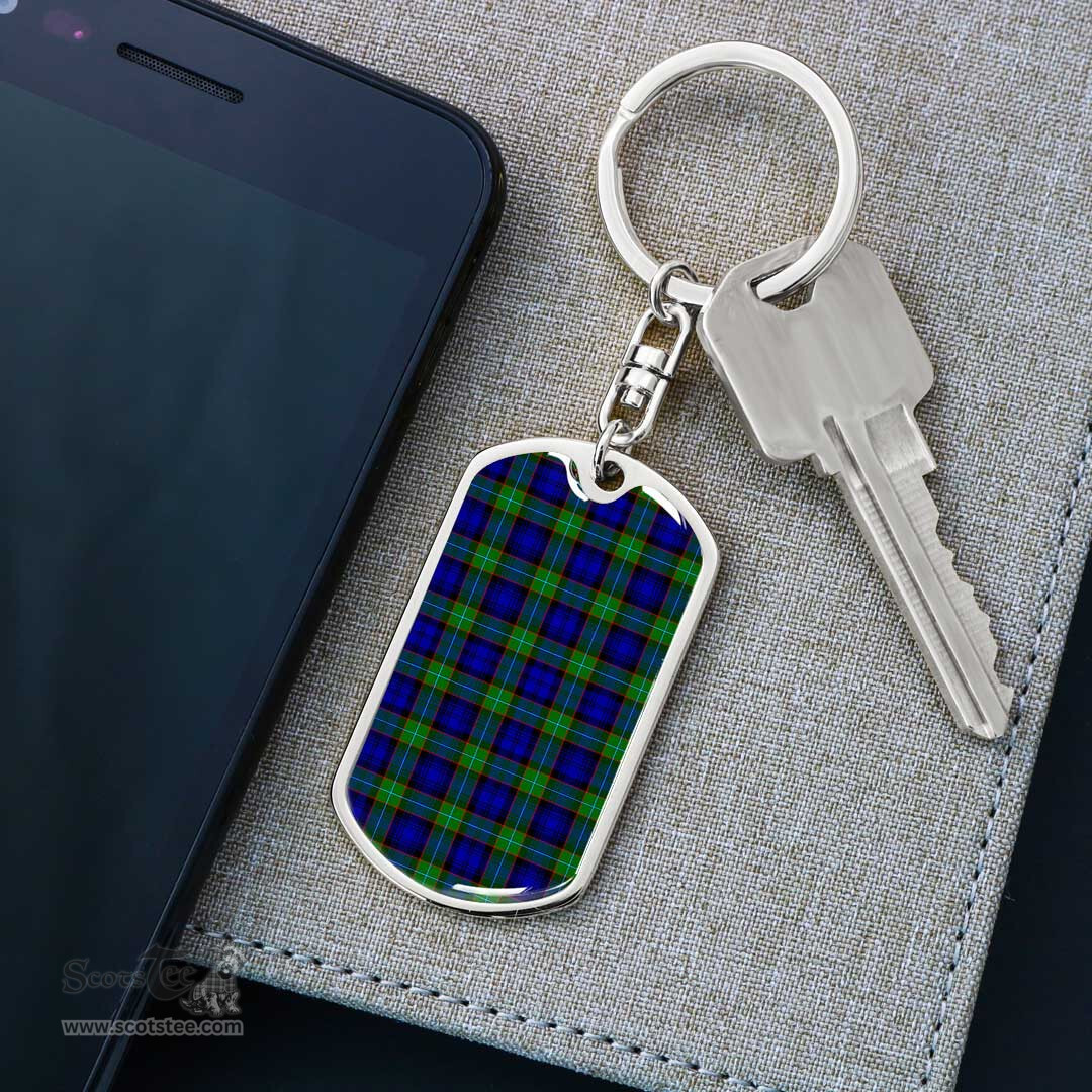 ScotsTee Shop Scottish Sempill Modern Clan Dog Tag Pendant Tartan Luxury Keychain - Personalized Engraving