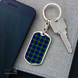 ScotsTee Shop Scottish Sempill Modern Clan Dog Tag Pendant Tartan Luxury Keychain - Personalized Engraving