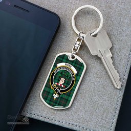 ScotsTee Shop Scottish Ross Hunting Modern Clan Crest Dog Tag Pendant Tartan Luxury Keychain - Personalized Engraving