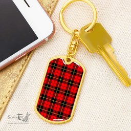 ScotsTee Shop Scottish Wallace Hunting Red Clan Dog Tag Pendant Tartan Luxury Keychain - Personalized Engraving