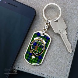 ScotsTee Shop Scottish Rollo Modern Clan Crest Dog Tag Pendant Tartan Luxury Keychain - Personalized Engraving