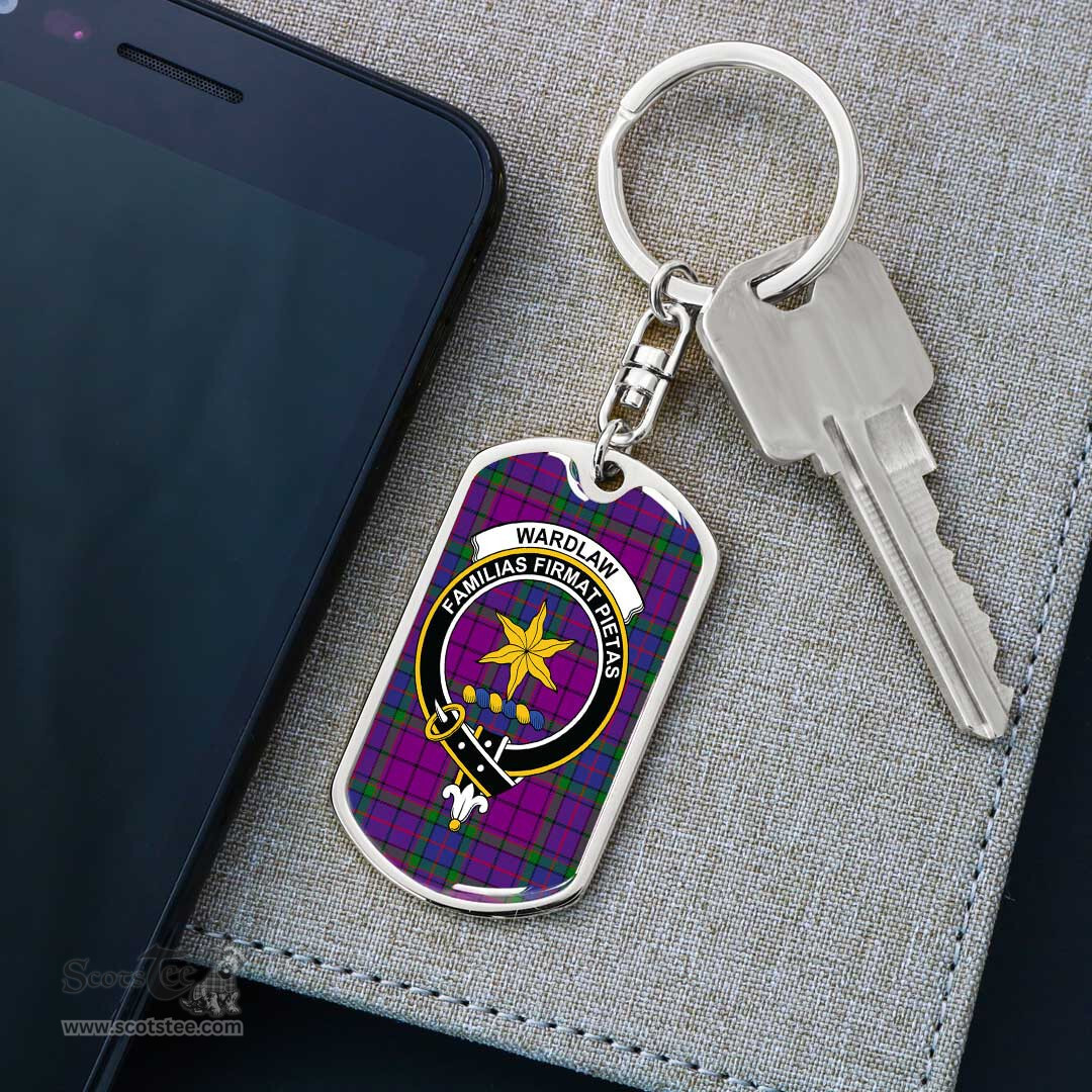 ScotsTee Shop Scottish Wardlaw Modern Clan Crest Dog Tag Pendant Tartan Luxury Keychain - Personalized Engraving