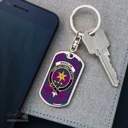 ScotsTee Shop Scottish Wardlaw Modern Clan Crest Dog Tag Pendant Tartan Luxury Keychain - Personalized Engraving
