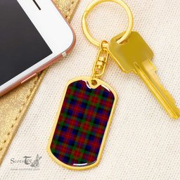 ScotsTee Shop Scottish Tennant Clan Dog Tag Pendant Tartan Luxury Keychain - Personalized Engraving