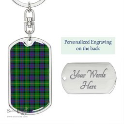 ScotsTee Shop Scottish Tait Modern Clan Dog Tag Pendant Tartan Luxury Keychain - Personalized Engraving