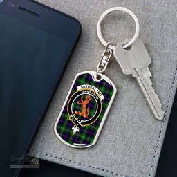 ScotsTee Shop Scottish Sutherland Modern Clan Crest Dog Tag Pendant Tartan Luxury Keychain - Personalized Engraving