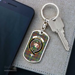 ScotsTee Shop Scottish Shaw Green Modern Clan Crest Dog Tag Pendant Tartan Luxury Keychain - Personalized Engraving