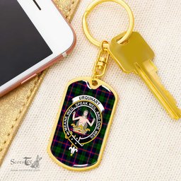 ScotsTee Shop Scottish Urquhart Modern Clan Crest Dog Tag Pendant Tartan Luxury Keychain - Personalized Engraving