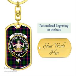 ScotsTee Shop Scottish Urquhart Modern Clan Crest Dog Tag Pendant Tartan Luxury Keychain - Personalized Engraving