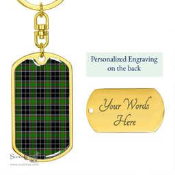 ScotsTee Shop Scottish Webster Clan Dog Tag Pendant Tartan Luxury Keychain - Personalized Engraving
