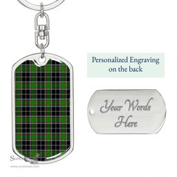 ScotsTee Shop Scottish Webster Clan Dog Tag Pendant Tartan Luxury Keychain - Personalized Engraving