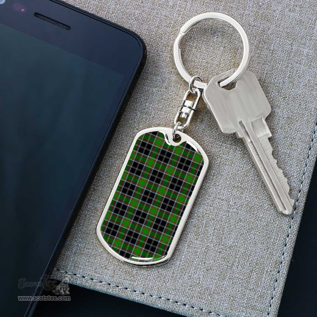 ScotsTee Shop Scottish Webster Clan Dog Tag Pendant Tartan Luxury Keychain - Personalized Engraving