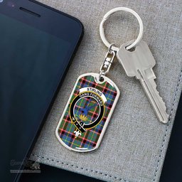 ScotsTee Shop Scottish Stirling Bannockburn District Clan Crest Dog Tag Pendant Tartan Luxury Keychain - Personalized Engraving