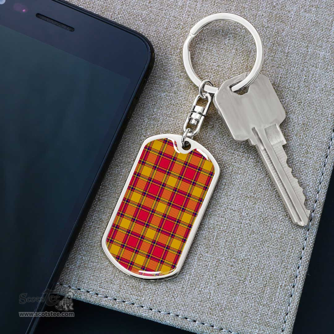 ScotsTee Shop Scottish Scrymgeour Clan Dog Tag Pendant Tartan Luxury Keychain - Personalized Engraving