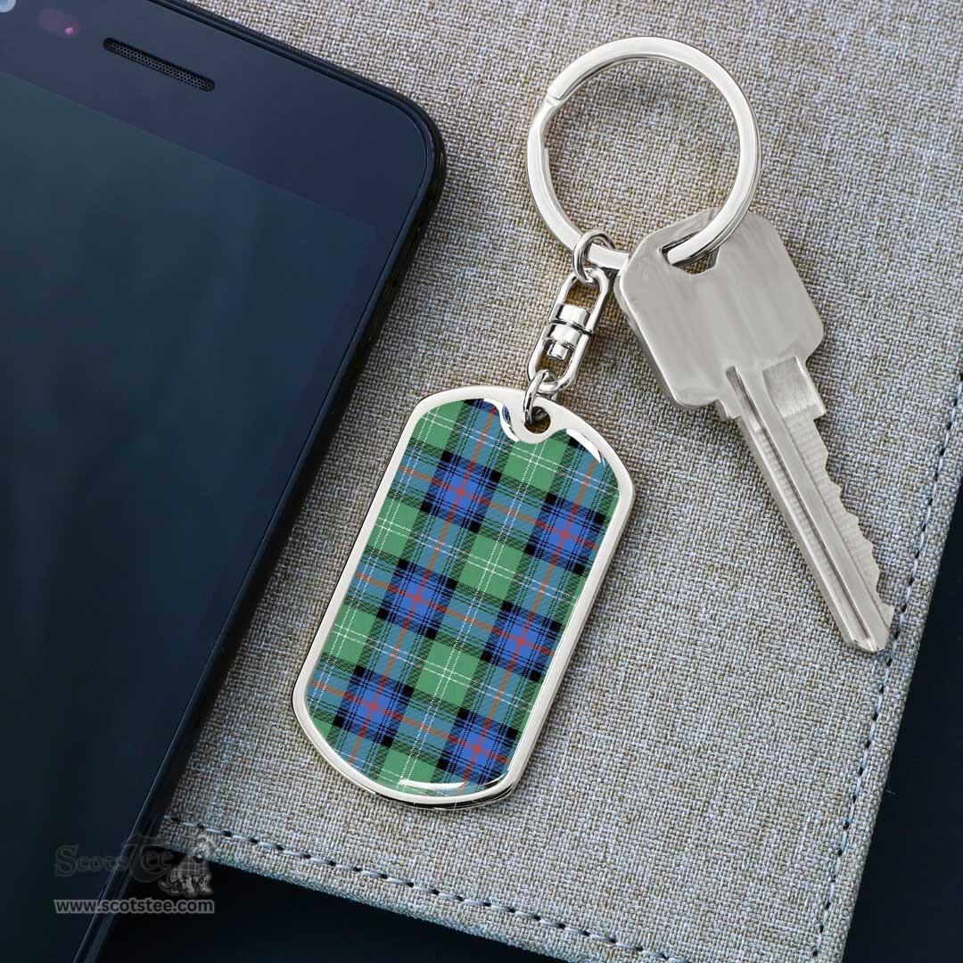 ScotsTee Shop Scottish Sutherland Old Ancient Clan Dog Tag Pendant Tartan Luxury Keychain - Personalized Engraving