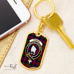 ScotsTee Shop Scottish Tennant Clan Crest Dog Tag Pendant Tartan Luxury Keychain - Personalized Engraving