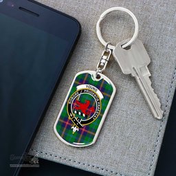 ScotsTee Shop Scottish Young Modern Clan Crest Dog Tag Pendant Tartan Luxury Keychain - Personalized Engraving