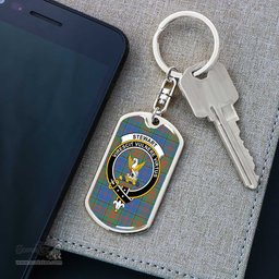 ScotsTee Shop Scottish Stewart of Appin Hunting Ancient Clan Crest Dog Tag Pendant Tartan Luxury Keychain - Personalized Engraving