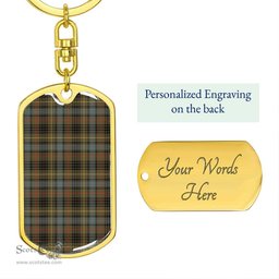 ScotsTee Shop Scottish Stewart Hunting Weathered Clan Dog Tag Pendant Tartan Luxury Keychain - Personalized Engraving