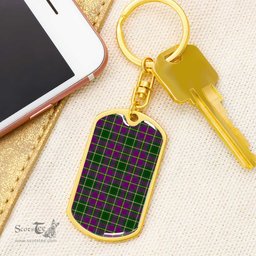 ScotsTee Shop Scottish Taylor Clan Dog Tag Pendant Tartan Luxury Keychain - Personalized Engraving