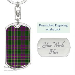 ScotsTee Shop Scottish Taylor Clan Dog Tag Pendant Tartan Luxury Keychain - Personalized Engraving