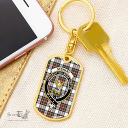 ScotsTee Shop Scottish Stewart Dress Modern Clan Crest Dog Tag Pendant Tartan Luxury Keychain - Personalized Engraving