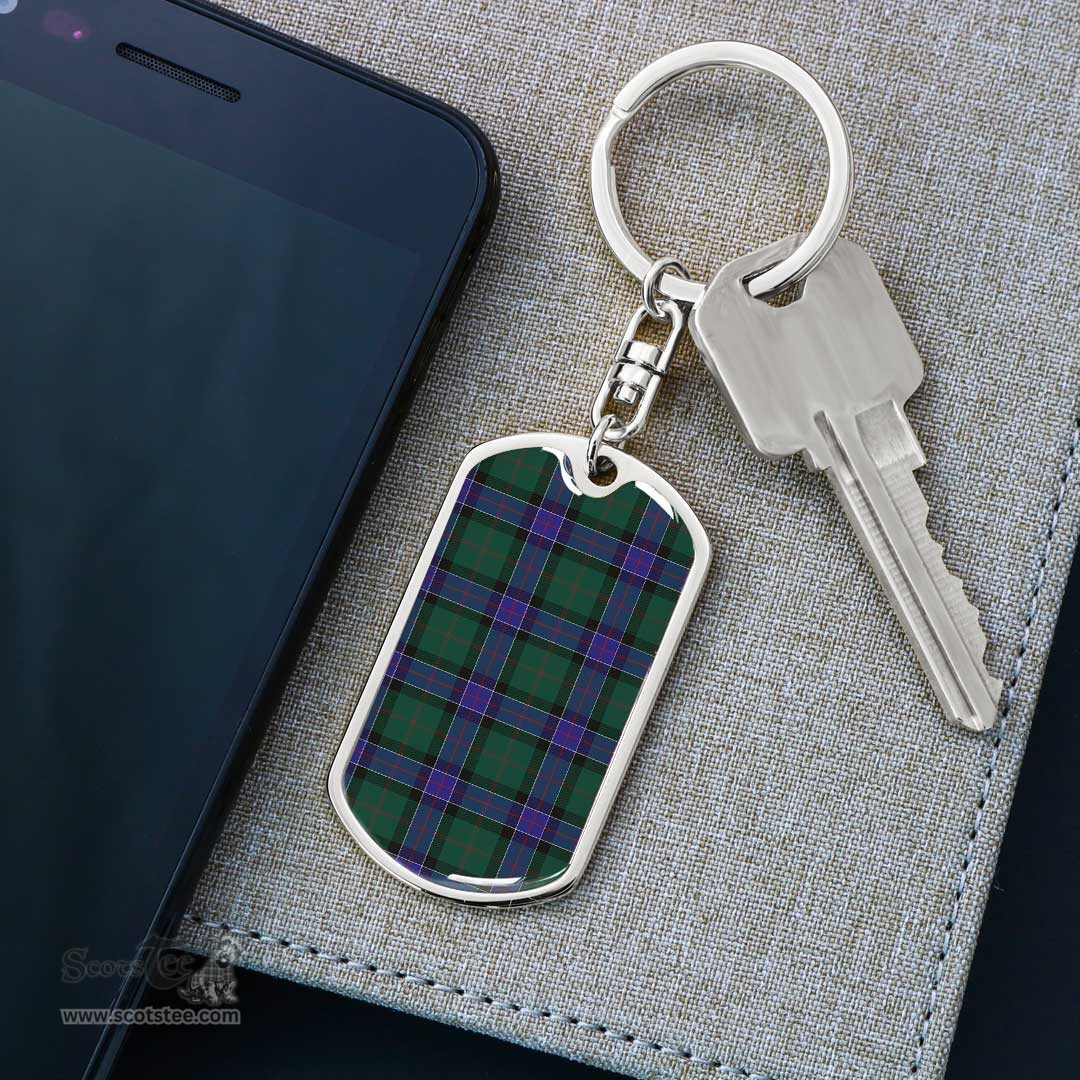 ScotsTee Shop Scottish Sinclair Hunting Modern Clan Dog Tag Pendant Tartan Luxury Keychain - Personalized Engraving