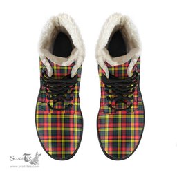ScotsTee Shop Scottish Buchanan Modern Clan Faux Fur Tartan Leather Boots