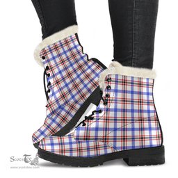 ScotsTee Shop Scottish Boswell Modern Clan Faux Fur Tartan Leather Boots
