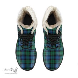 ScotsTee Shop Scottish Blackwatch Ancient Clan Faux Fur Tartan Leather Boots