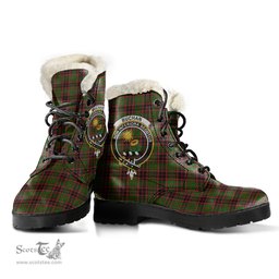 ScotsTee Shop Scottish Buchan Modern Clan Crest Faux Fur Tartan Leather Boots
