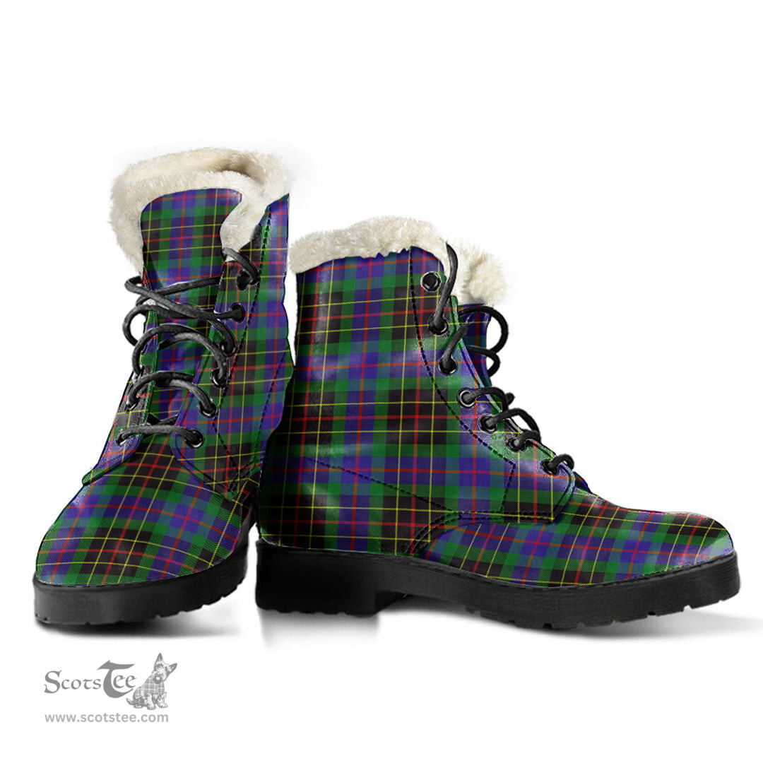 ScotsTee Shop Scottish Brodie Hunting Modern Clan Faux Fur Tartan Leather Boots