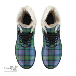 ScotsTee Shop Scottish Bowie Ancient Clan Faux Fur Tartan Leather Boots