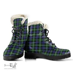 ScotsTee Shop Scottish Baillie Modern Clan Faux Fur Tartan Leather Boots