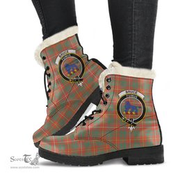 ScotsTee Shop Scottish Bruce Ancient Clan Crest Faux Fur Tartan Leather Boots