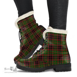 ScotsTee Shop Scottish Buchan Modern Clan Faux Fur Tartan Leather Boots